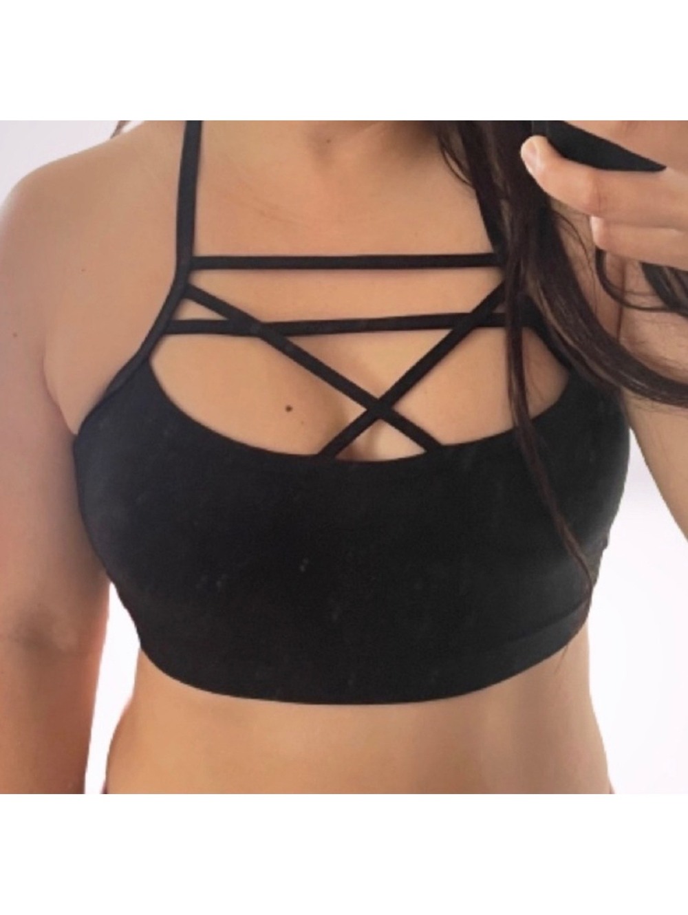 Black Strappy Sports Bra with Caged Design NWT, XS